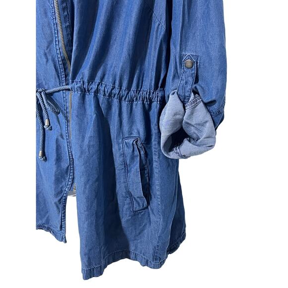 Simply Emma Plus Denim Tencel Full Zip Hooded Utility Jacket Women's Size 3X - Picture 9 of 15